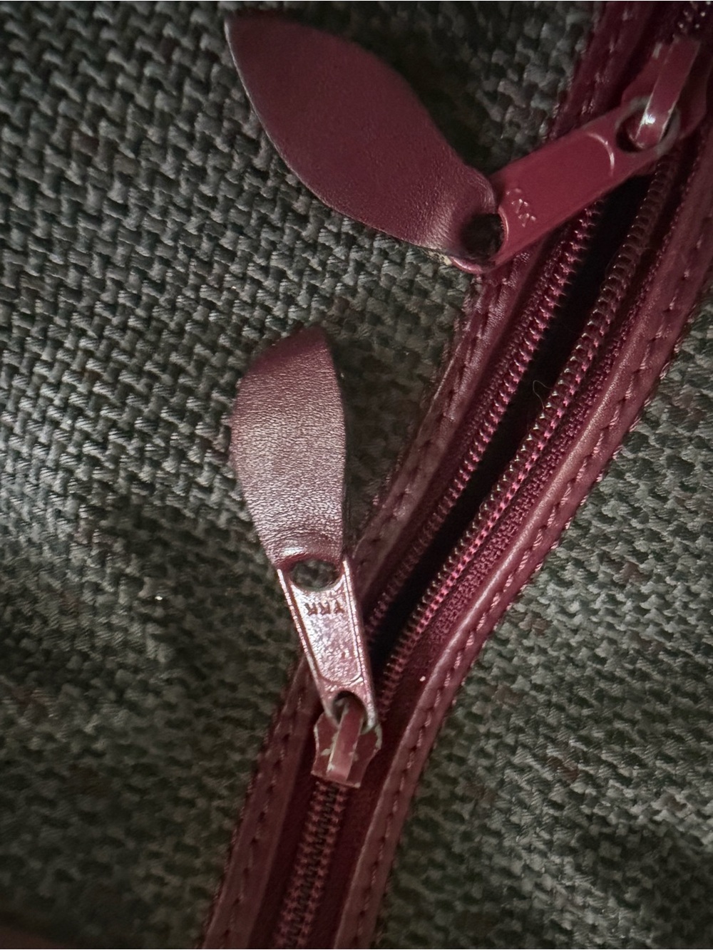 Vintage Yves Saint Laurent Burgundy & Gray Boston Bag | Classic YSL Satchel | Au - Picture 11 of 15
